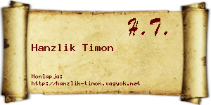 Hanzlik Timon névjegykártya